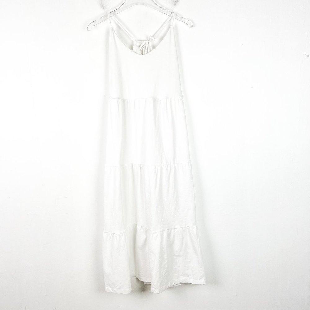 NWOT Old Navy Tiered Slub-Knit Midi Cami Swing Dress White Size Large L NEW - Picture 2 of 13